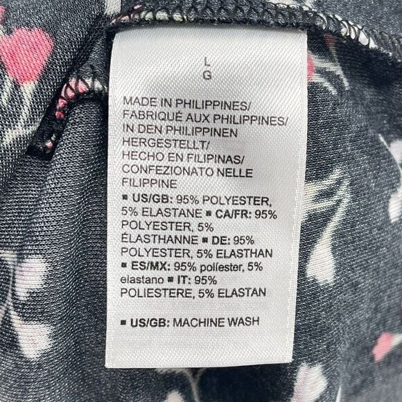 Lark & Ro Black floral long sleeve true wrap dress large dainty floral flowers m - Picture 7 of 16